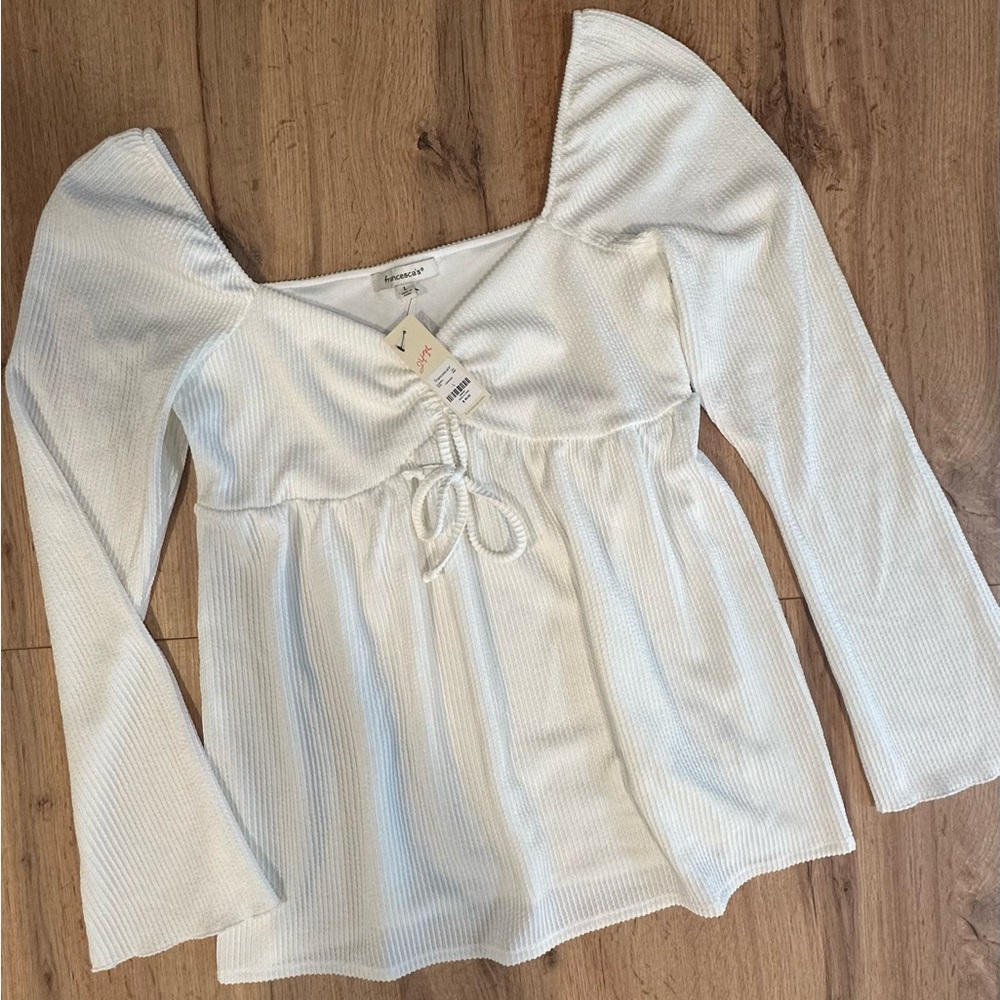Francesca's Collections Cream/white Long Sleeve Blouse